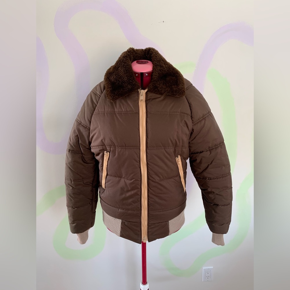 Amazing Brown 70s Ski/Bomber Jacket with Fur Collar